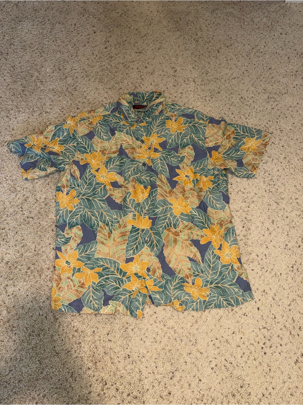 Tori Richard Men's Short-Sleeve Hawaiian Shirt - Yellow & Green Floral